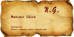 Matusz Géza névjegykártya